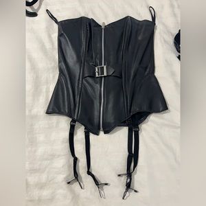 Alure Genuine Leather Bustier w/ Garters S